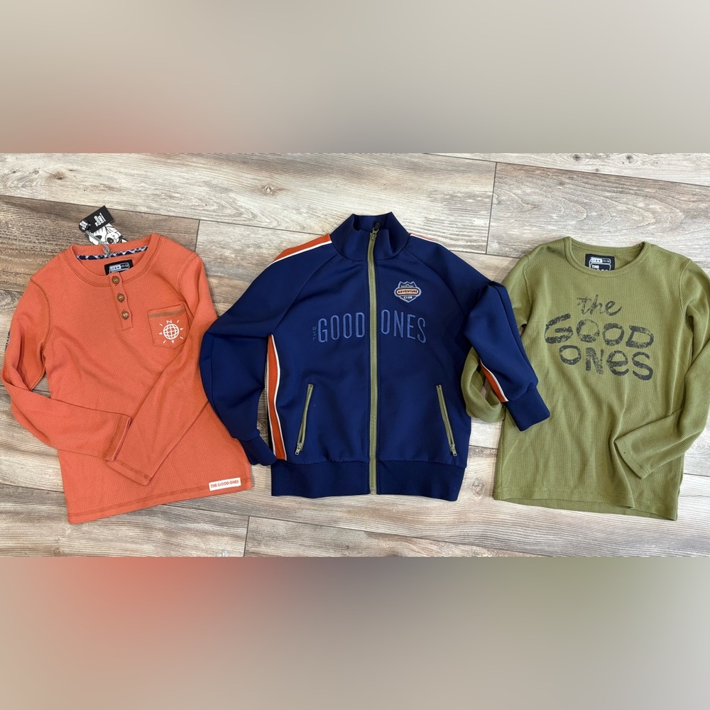 Blue and Orange Long Sleeve Tee with Good Vibes
